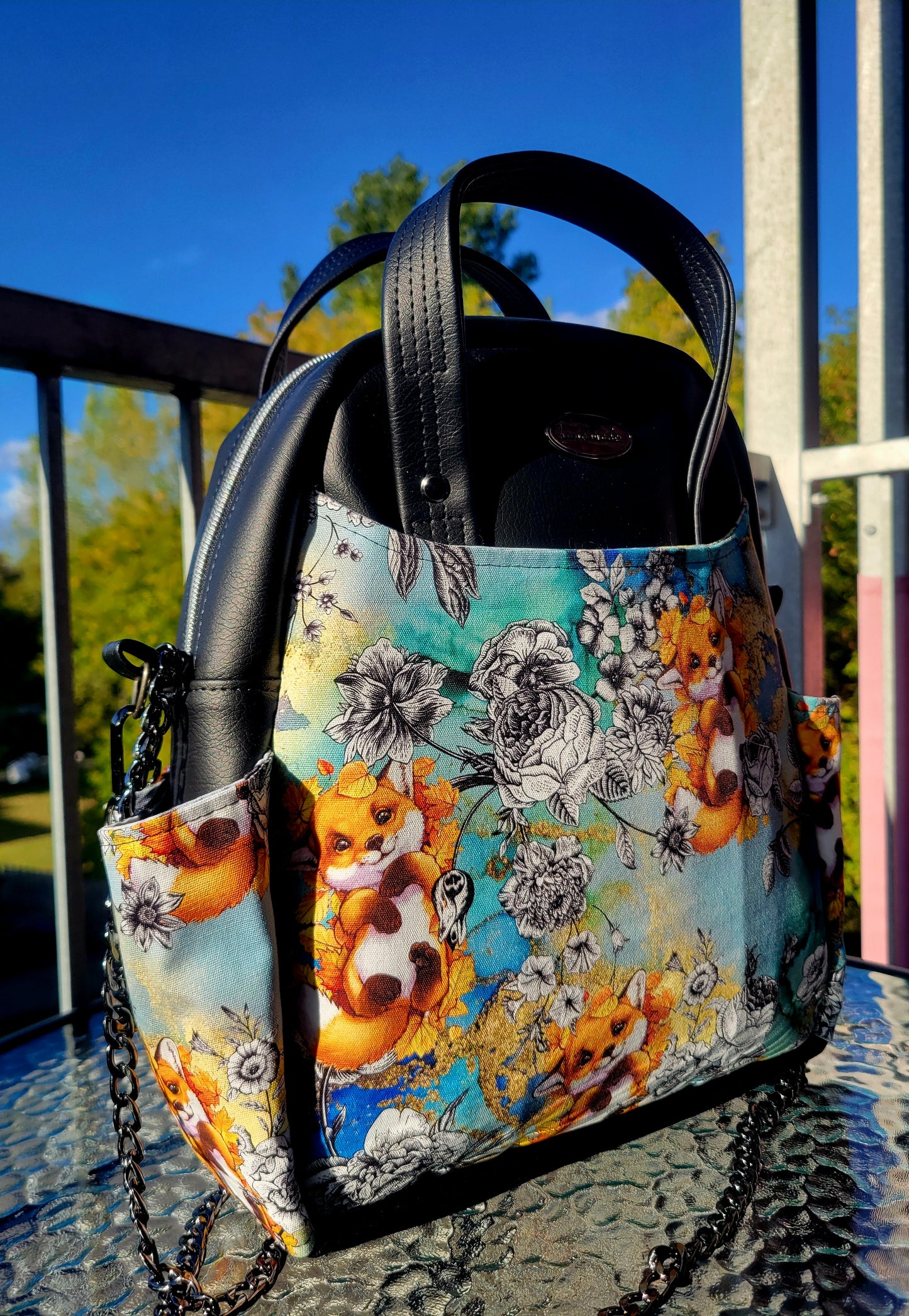 Sac Danie - Fleurs et Renards (avec chaînette)